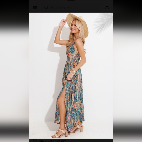 Cupshe Multicolor Paisley V‑Neck Maxi Dress - Picture 3 of 11